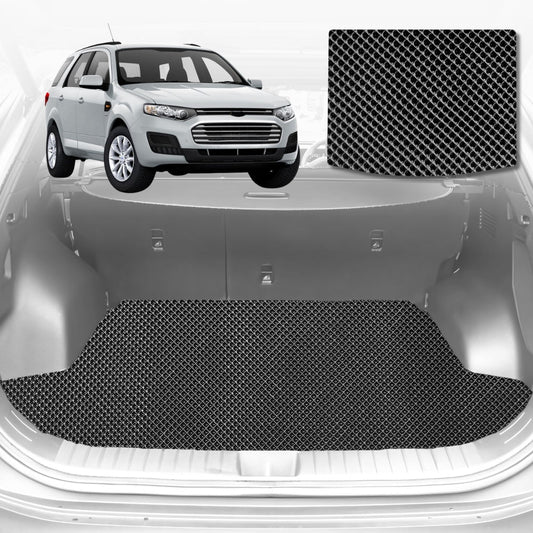 6D Diamond Car Boot Mat for Ford Territory SX, SY2004-2011-(3rd Row folded/5 seater)-Cargo Mat-Black-Outback GT