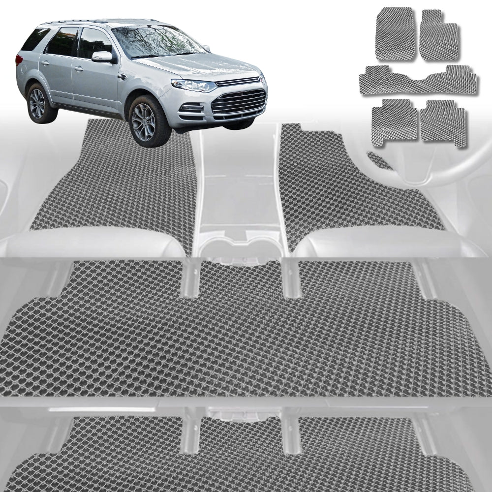 6D Diamond Car Floor Mats for Ford Territory 2004-2011-Ultimate Set-Grey-Outback GT