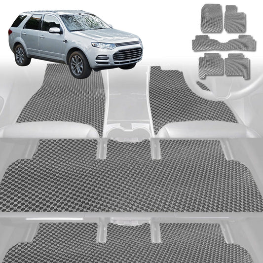 6D Diamond Car Floor Mats for Ford Territory 2004-2011-Ultimate Set-Grey-Outback GT