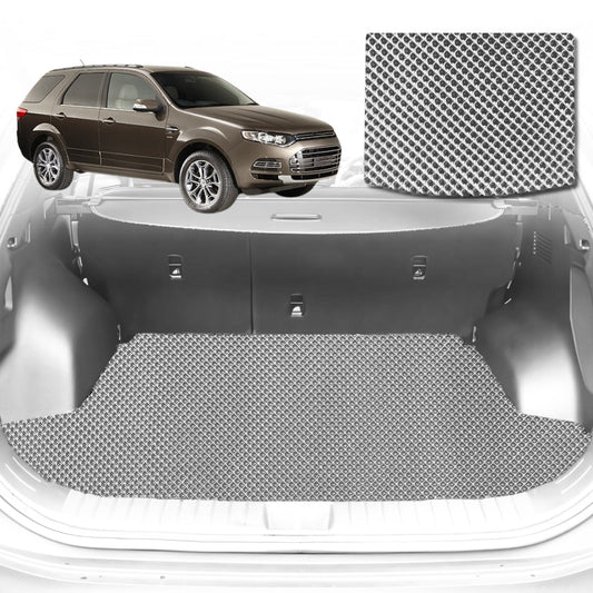 6D Diamond Car Boot Mat for Ford Territory SZ2011-2016-(3rd Row folded/5 seater)-Cargo Mat-Grey-Outback GT