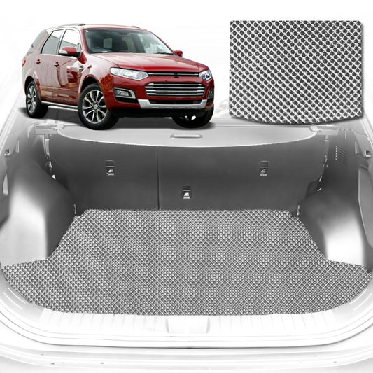 6D Diamond Car Boot Mat for Ford Territory SZ2011-2016-(3rd Row seats up/7 seater)-Cargo Mat-Grey-Outback GT