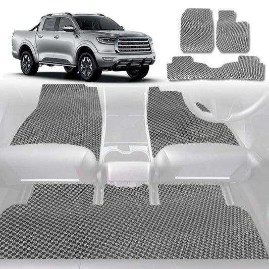 6D Diamond Car Floor Mats for GWM Haval Great Wall Cannon Ute 2019-Current-Full Set-Grey-Outback GT
