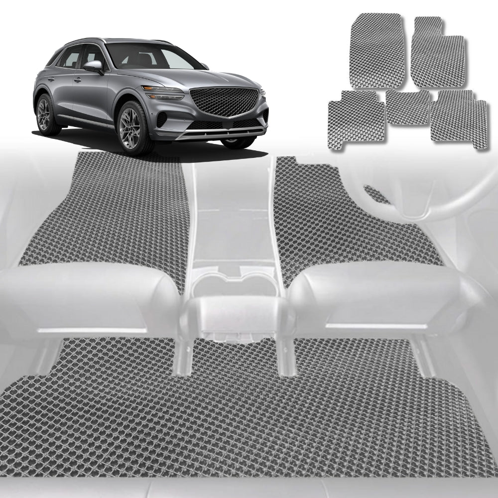 6D Diamond Car Floor Mats for Genesis GV70 2022-Current-Full Set-Grey-Outback GT