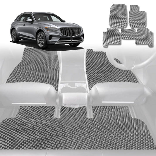 6D Diamond Car Floor Mats for Genesis GV70 2022-Current-Full Set-Grey-Outback GT