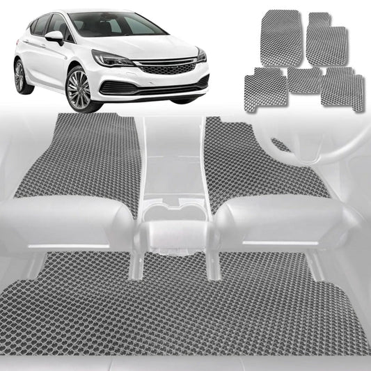6D Diamond Car Floor Mats for Holden Astra 2016-2020-Full Set-Grey-Outback GT