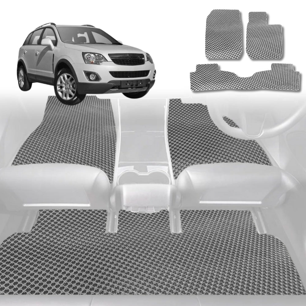 6D Diamond Car Floor Mats for Holden Captiva 5 2006-2015-Full Set-Grey-Outback GT
