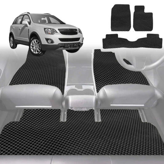 6D Diamond Car Floor Mats for Holden Captiva 5 2006-2015-Full Set-Black-Outback GT