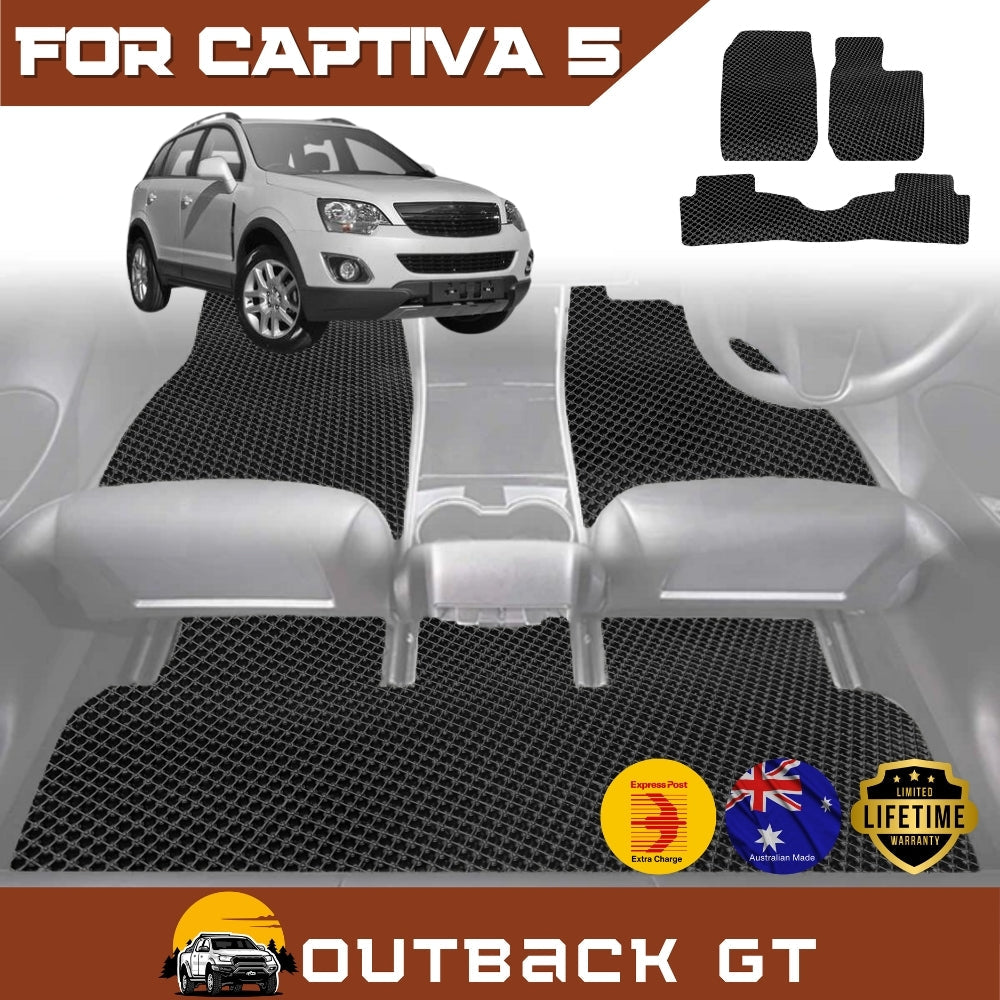 6D Diamond Car Floor Mats for Holden Captiva 5 2006-2015 Full Set | Heavy Duty Carpet Liner