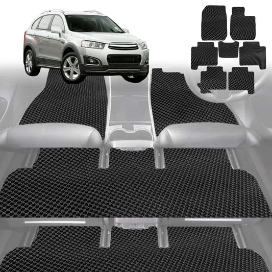 6D Diamond Car Floor Mats for Holden Captiva 7 2009-2015-Ultimate Set-Black-Outback GT