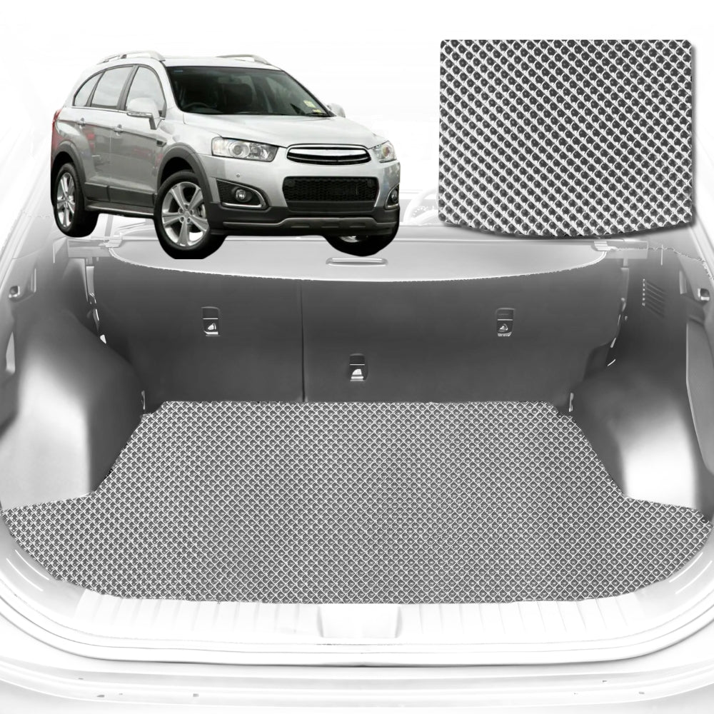 6D Diamond Car Boot Mat for Holden Captiva 7 CG, CG II2009-2015-(3rd Row seats up/7 seater)-Cargo Mat-Grey-Outback GT
