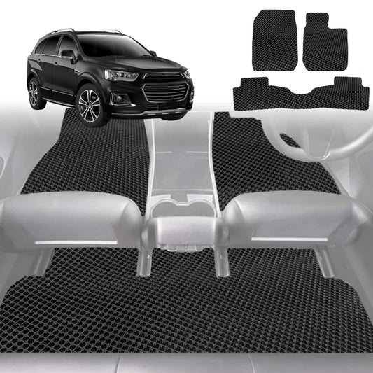 6D Diamond Car Floor Mats for Holden Captiva 7 2016-2018-Ultimate Set-Black-Outback GT