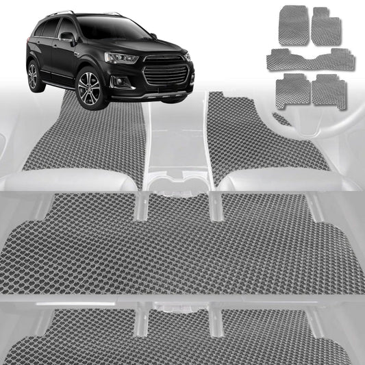 6D Diamond Car Floor Mats for Holden Captiva 7 2016-2018-Ultimate Set-Grey-Outback GT