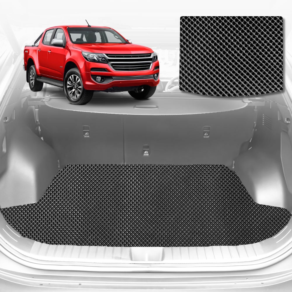6D Diamond Car Boot Mat for Holden Colorado 7 RG2012-2020-(3rd Row seats up/7 seater)-Cargo Mat-Black-Outback GT