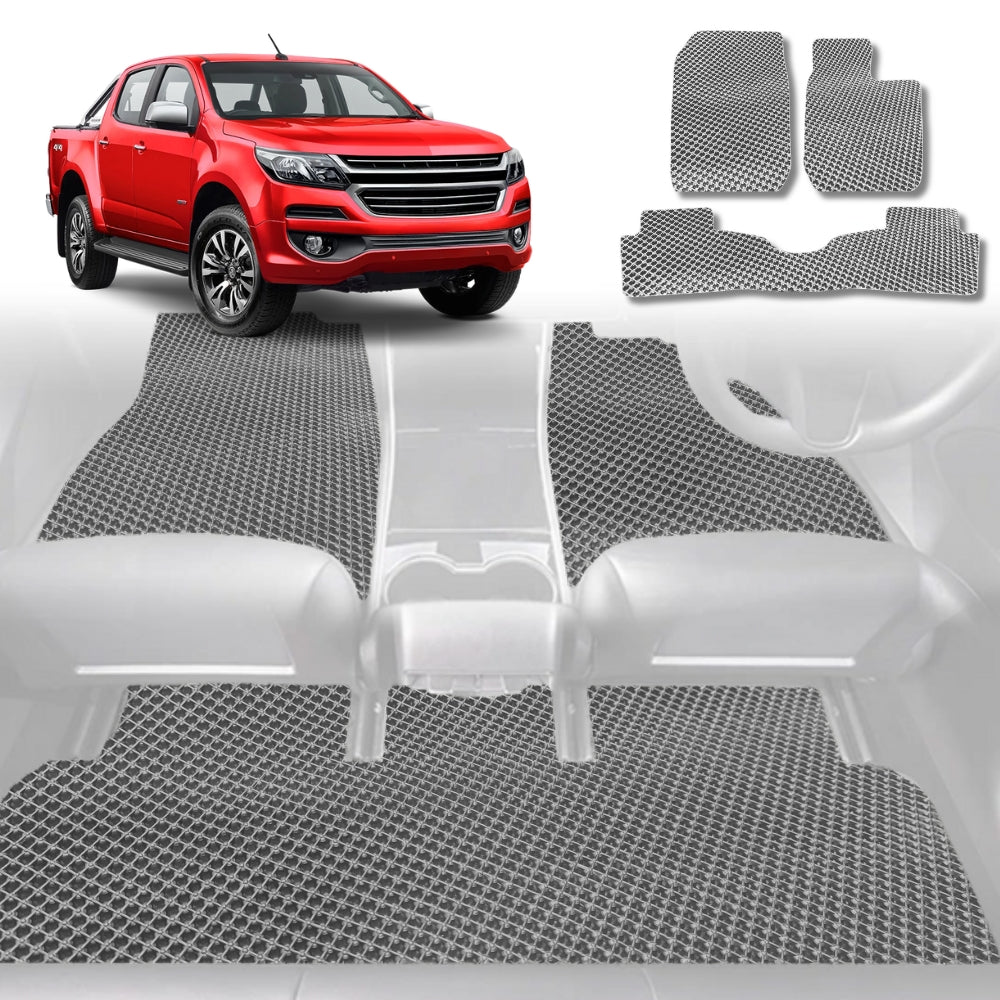 6D Diamond Car Floor Mats for Holden Colorado 7 2012-2020-Ultimate Set-Grey-Outback GT