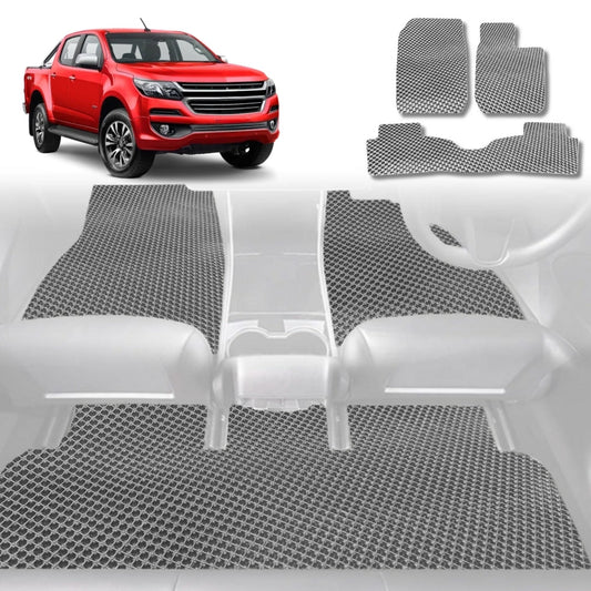 6D Diamond Car Floor Mats for Holden Colorado Ute Dual Cab 2012-2016-Full Set-Grey-Outback GT