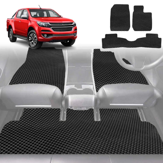 6D Diamond Car Floor Mats for Holden Colorado Ute Dual Cab 2012-2016-Full Set-Black-Outback GT