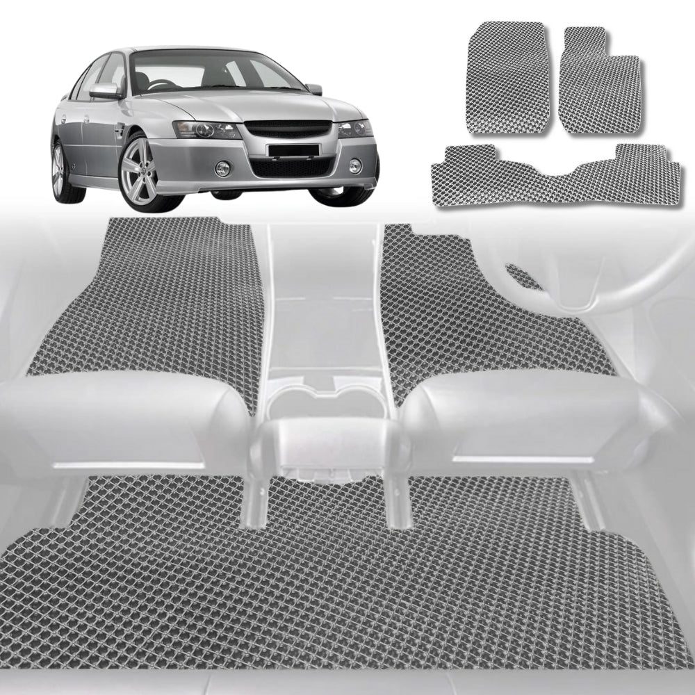 6D Diamond Car Floor Mats for Holden Commodore 1997-2006-Full Set-Grey-Outback GT