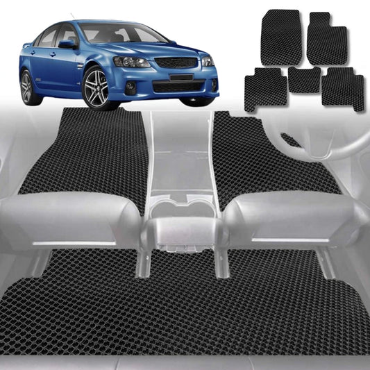 6D Diamond Car Floor Mats for Holden Commodore Ute Single Cab 2007-2017-Front Set-Black-Outback GT