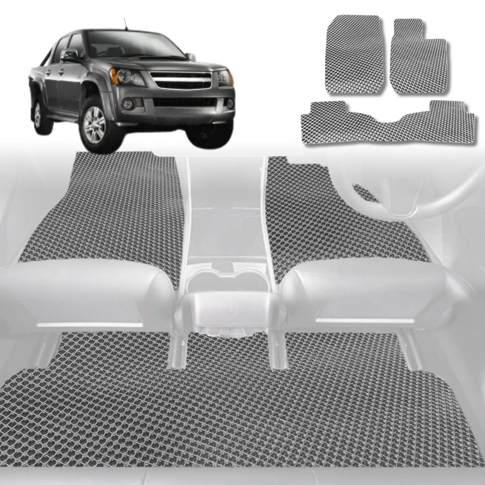 6D Diamond Car Floor Mats for Holden Rodeo 2003-2008-Full Set-Grey-Outback GT