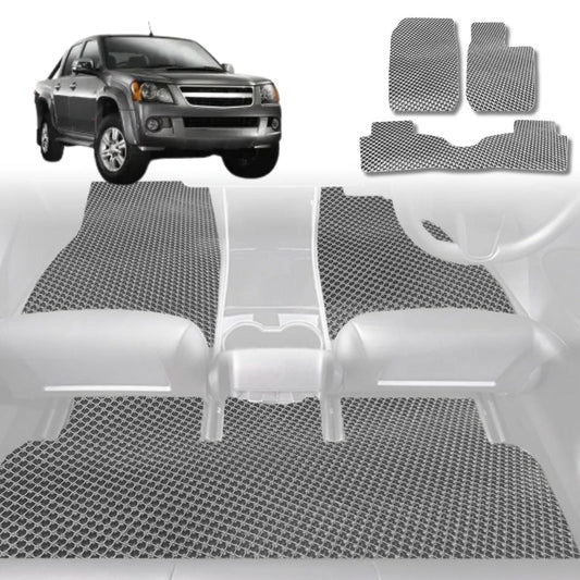 6D Diamond Car Floor Mats for Holden Rodeo 2003-2008-Full Set-Grey-Outback GT