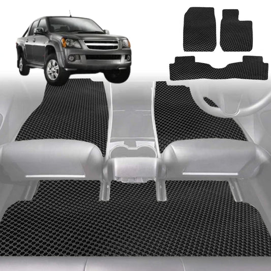 6D Diamond Car Floor Mats for Holden Rodeo 2003-2008-Full Set-Black-Outback GT