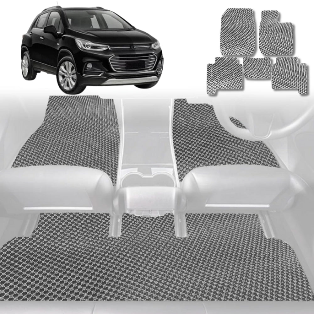6D Diamond Car Floor Mats for Holden Trax 2013-2020-Full Set-Grey-Outback GT