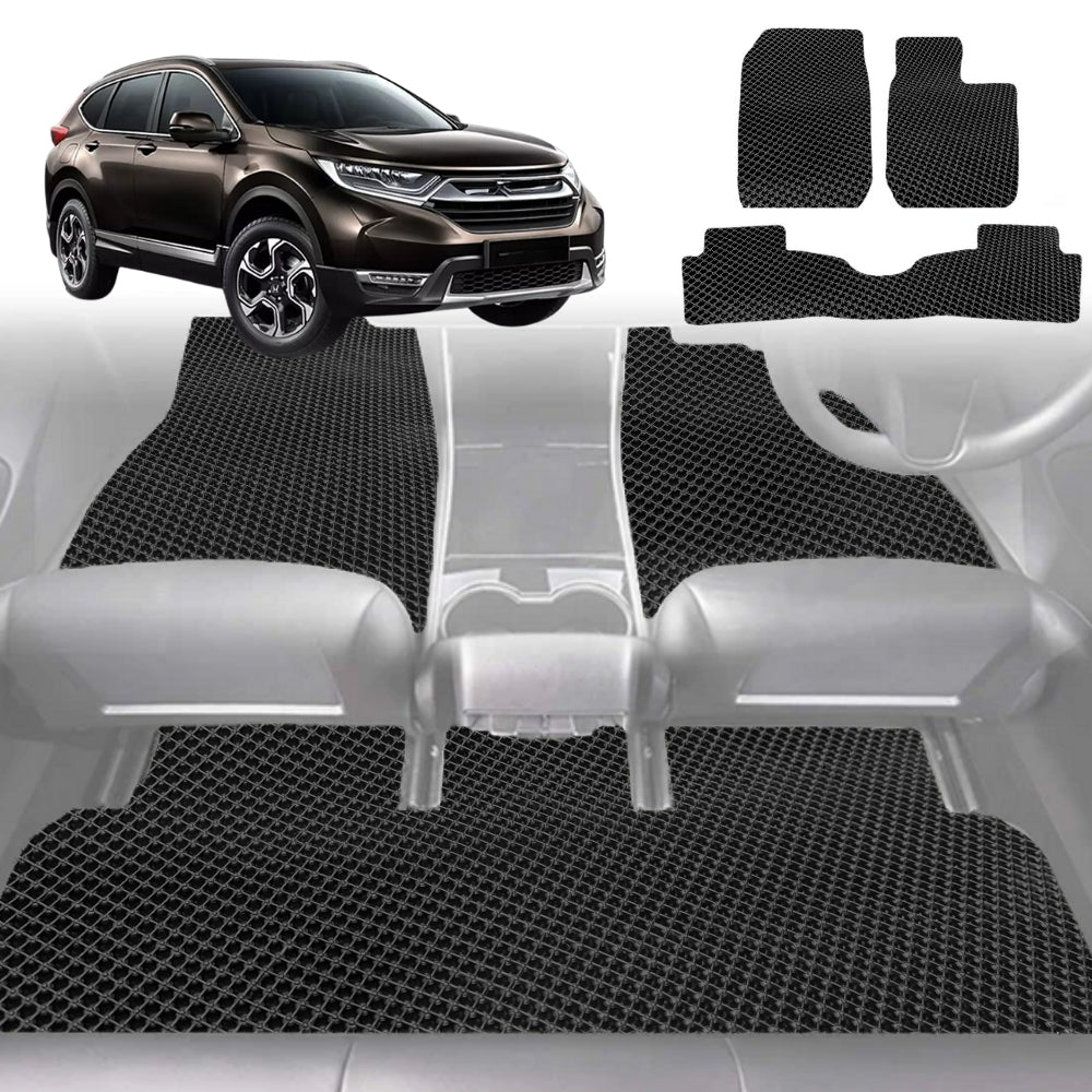 6D Diamond Car Floor Mats for Honda CR-V 2017-2022-Full Set-Black-Outback GT