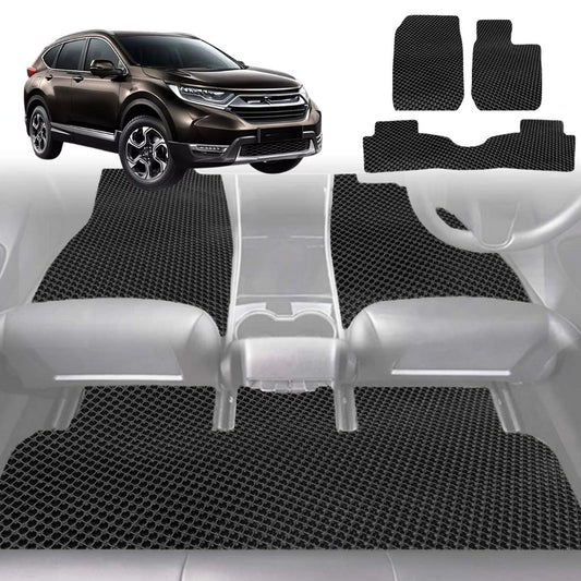 6D Diamond Car Floor Mats for Honda CR-V 2017-2022-Full Set-Black-Outback GT
