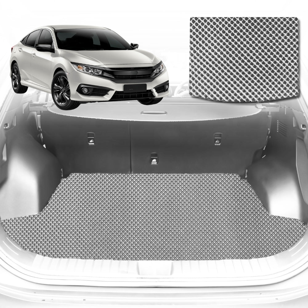 6D Diamond Car Boot Mat for Honda Civic (10th Gen)2016-2021-Cargo Mat-Grey-Outback GT