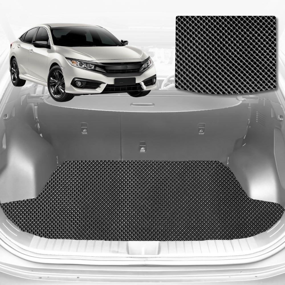 6D Diamond Car Boot Mat for Honda Civic (10th Gen)2016-2021-Cargo Mat-Black-Outback GT