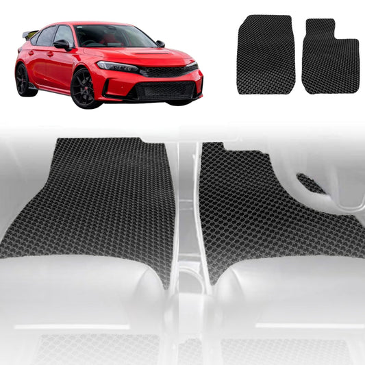 6D Diamond Car Floor Mats for Honda Civic 2012-2016 9th Gen Sedan-Full Set-Grey-Outback GT
