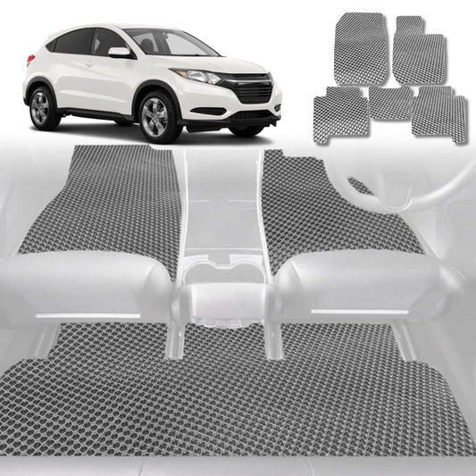 6D Diamond Car Floor Mats for Honda HR-V 2015-2021-Full Set-Grey-Outback GT