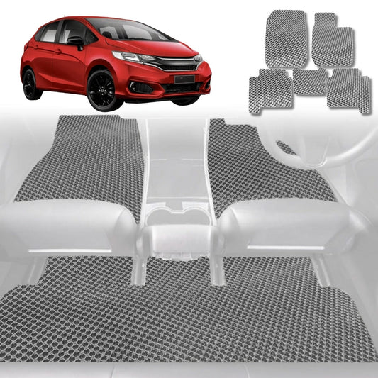 6D Diamond Car Floor Mats for Honda Jazz 2014-2021-Full Set-Grey-Outback GT