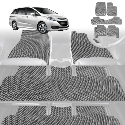 6D Diamond Car Floor Mats for Honda Odyssey 2014-2020 Standard 8 Seater-Ultimate Set-Grey-Outback GT