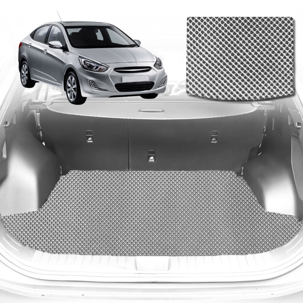 6D Diamond Car Boot Mat for Hyundai Accent (R8)2011-2018-Cargo Mat-Grey-Outback GT