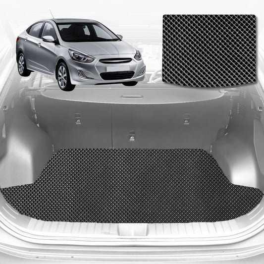 6D Diamond Car Boot Mat for Hyundai Accent (R8)2011-2018-Cargo Mat-Black-Outback GT