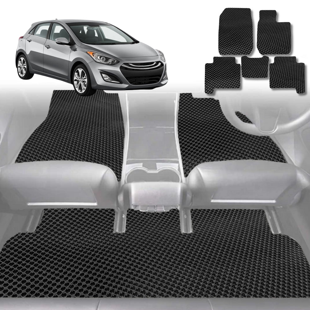 6D Diamond Car Floor Mats for Hyundai Elantra 2011-2015-Full Set-Black-Outback GT
