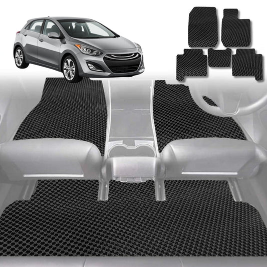 6D Diamond Car Floor Mats for Hyundai Elantra 2011-2015-Full Set-Black-Outback GT