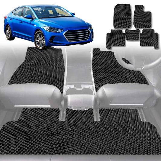 6D Diamond Car Floor Mats for Hyundai Elantra 2016-2020-Full Set-Black-Outback GT