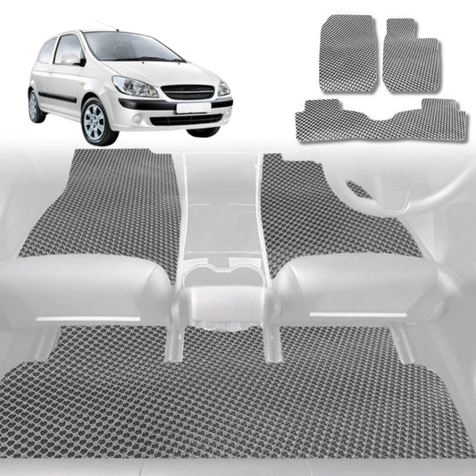 6D Diamond Car Floor Mats for Hyundai Getz 2002-2011-Full Set-Grey-Outback GT
