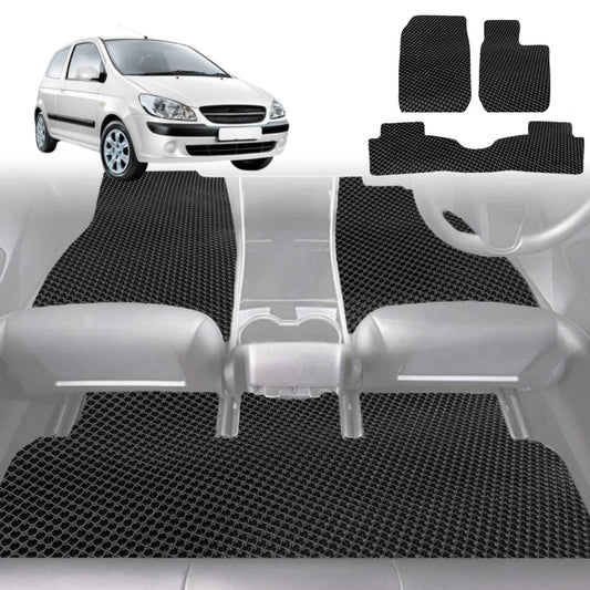 6D Diamond Car Floor Mats for Hyundai Getz 2002-2011-Full Set-Black-Outback GT