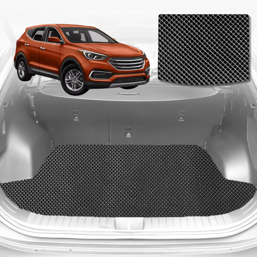 6D Diamond Car Boot Mat for Hyundai Santa Fe (DM)2012-2018-Cargo Mat-Black-Outback GT