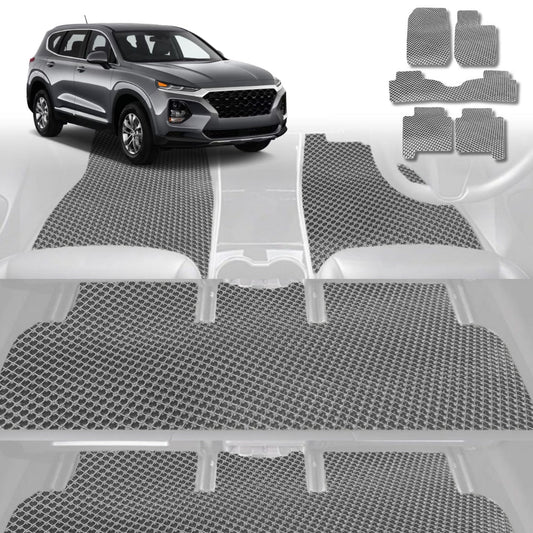 6D Diamond Car Floor Mats for Hyundai Santa Fe 2019-Current-Ultimate Set-Grey-Outback GT