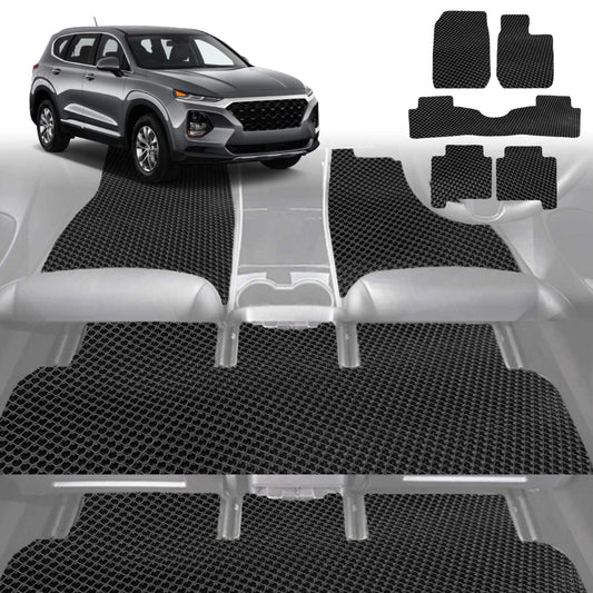 6D Diamond Car Floor Mats for Hyundai Santa Fe 2019-Current-Ultimate Set-Black-Outback GT