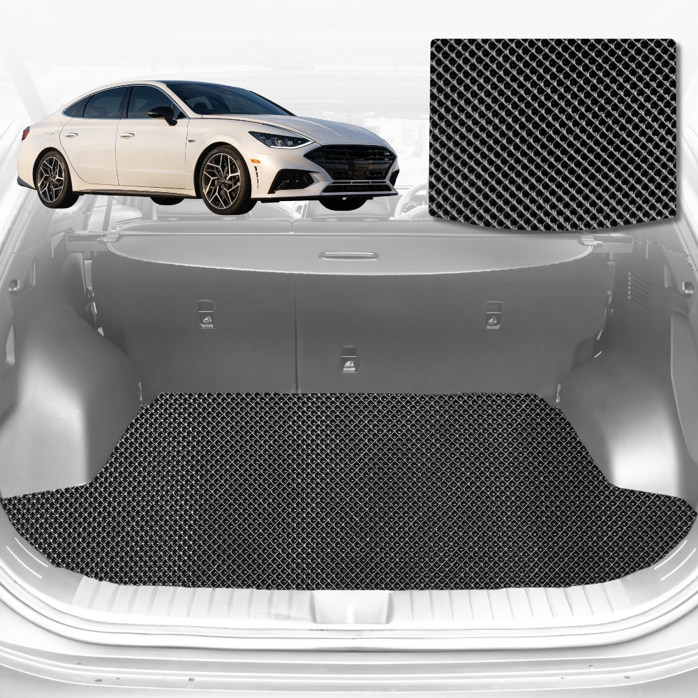 6D Diamond Car Boot Mat for Hyundai Sonata 2021-Current-for 2024 onwards-Cargo Mat-Black-Outback GT