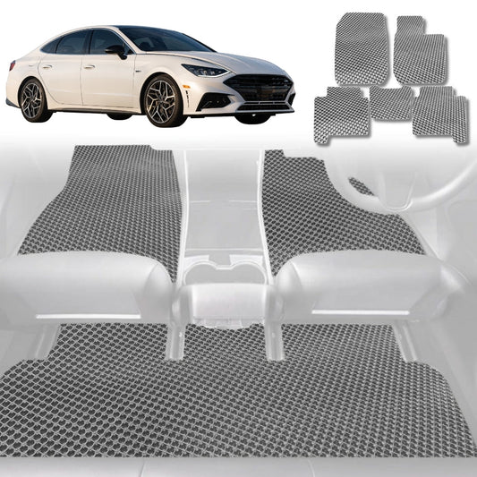 6D Diamond Car Floor Mats for Hyundai Sonata 2021-Current-Full Set-Grey-Outback GT