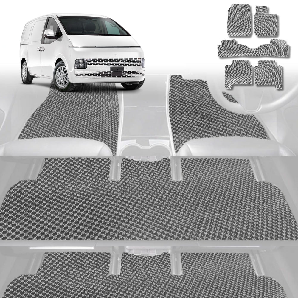 6D Diamond Car Floor Mats for Hyundai Staria 2021-Current-Ultimate Set-Grey-Outback GT