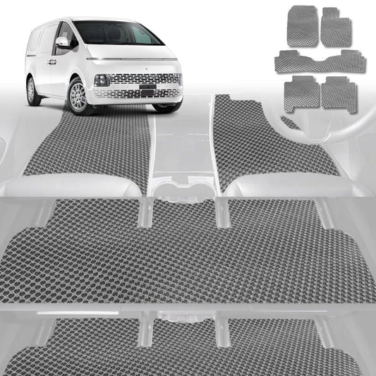 6D Diamond Car Floor Mats for Hyundai Staria 2021-Current-Ultimate Set-Grey-Outback GT