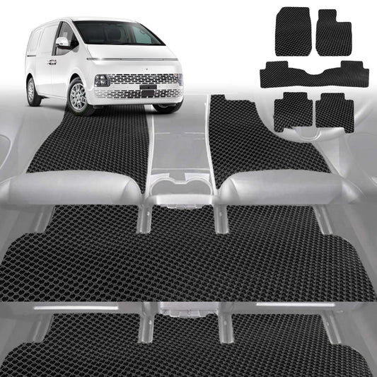 6D Diamond Car Floor Mats for Hyundai Staria 2021-Current-Ultimate Set-Black-Outback GT