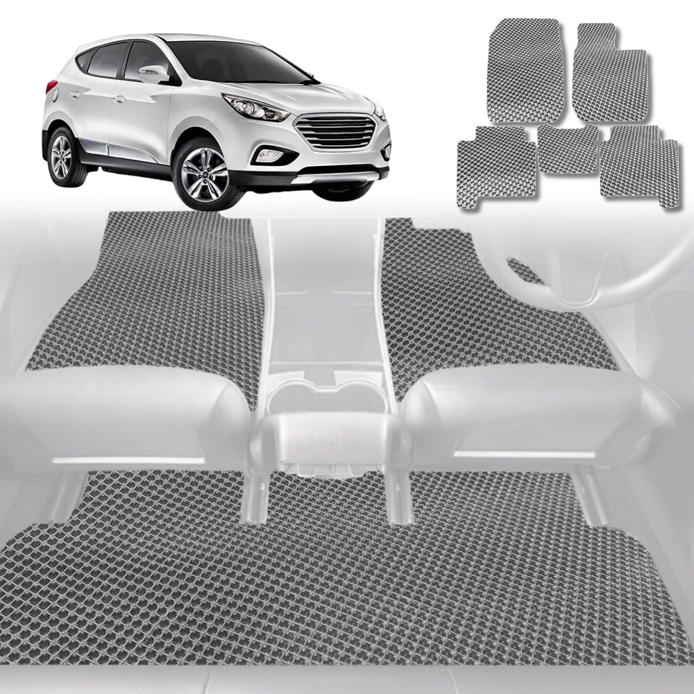 6D Diamond Car Floor Mats for Hyundai Tucson 2015-2020-Full Set-Grey-Outback GT